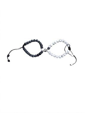 3/$20 NIP | 2 Piece Magnetic Couples Beaded Bracelet Set Black & White